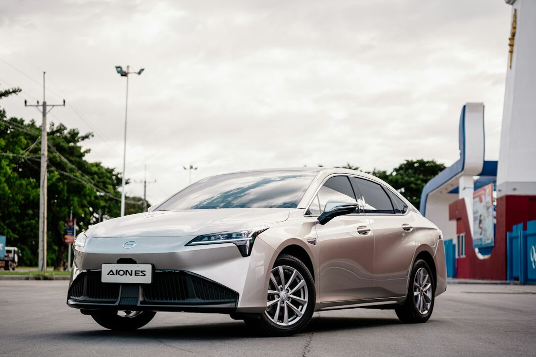 modern electric car on road