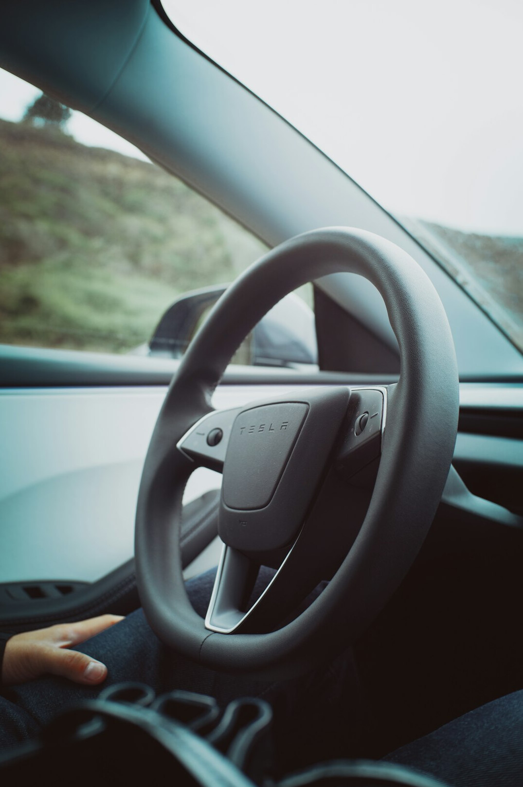 modern electric car on road